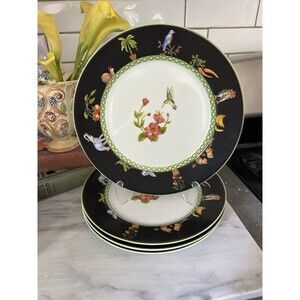 Set 4 CE Corey Enchanted Garden Dinner Wall Plates 10 5/8th" Hummingbird